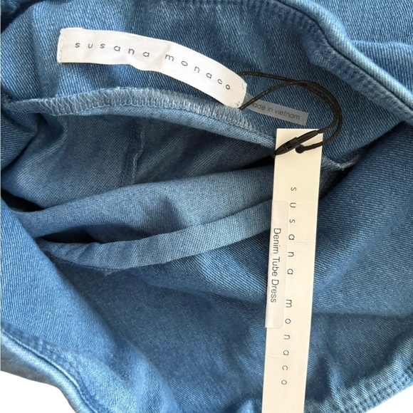 Susana Monaco Strapless Blue Denim Midi Dress - Picture 6 of 7